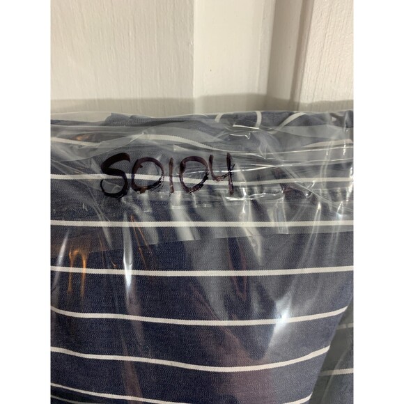 Tommy Hilfiger PM Blue & White Striped Deep V-Neck Half-Zip Long Sleeve Shirt - Picture 15 of 15